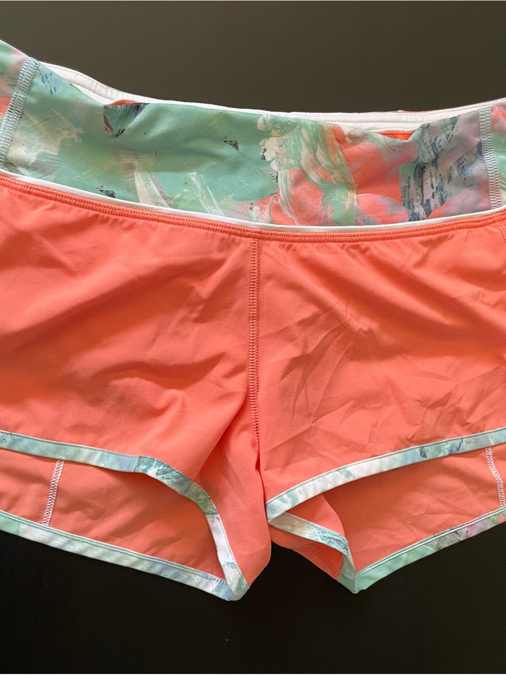 Women’s Coral Athletic Shorts with Mint Accent (4)